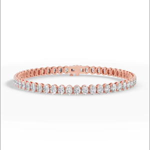 สร้อยข้อมือเพชรทรงรีเพาะเลี้ยงในห้องปฏิบัติการ |   ทอง 18K ขนาด 7 นิ้ว เครื่องประดับหรูหรา |   สร้อยข้อมือวันครบรอบแต่งงานสุดหรูสำหรับผู้หญิง - Product Image 1