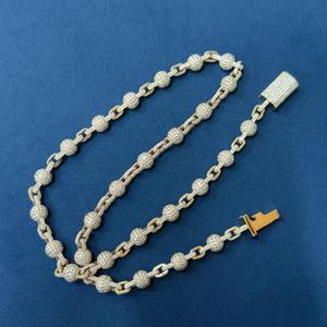 Collier chaîne à maillons boule Iced Out en or rose avec diamants VVS, bijoux hip-hop, vente en gros - Product Image 3