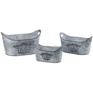 Cubo galvanizado listo para jardín con motivo recortado de retrete para temas de paisaje rústico al aire libre y organización de plantas - Product Image 5