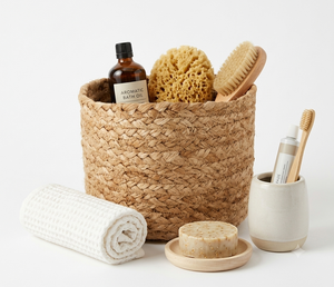 Panier de rangement en jonc de mer tressé à la main avec couvercle, faible MOQ, organisateur décoratif en herbe de jute tressée avec poignée, décoration naturelle pour la maison, OEM ODM - Product Image 1