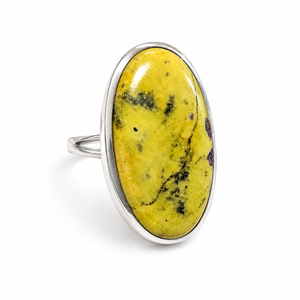 KGN SILVER JEWELLERY HOUSE Bague en argent sterling massif 925 plaqué rhodium avec pierre précieuse naturelle Atlantisite, sertie clos, pour femme - Product Image 5