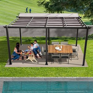 Pergola da Giardino in Alluminio 11 X 16 FT, Resistente alle Intemperie, con Tettoia Retrattile per Patio, Griglia, Gazebo, Prodotto per Vivere All'Aperto - Product Image 1