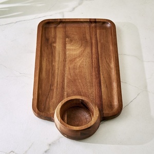 Bandeja de Servicio Rectangular de Madera de Acacia Pulida, Moderna, Ecológica, Sostenible, Duradera, Comercial, Personalizada para el Hogar - Product Image 2
