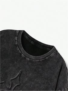 Camiseta de Hombre Estilo Hip Hop, Lavada con Ácido, 100% Algodón, Corte Holgado, Estilo Urbano, Diseño Personalizado de Alta Calidad - Product Image 6