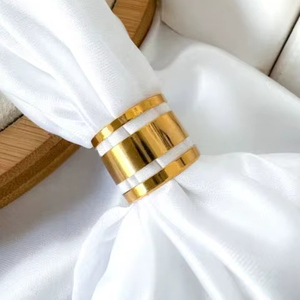 แหวนรองผ้าเช็ดปากทองเหลืองดีไซน์สวยงาม แหวนรองผ้าเช็ดปากโลหะฝังมุก แหวนรองผ้าเช็ดปากสแตนเลส ราคาขายดีที่สุด - Product Image 1