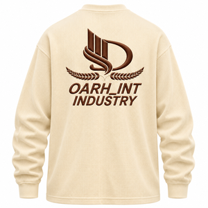 OARH_INT INDUSTRY T-shirt à manches longues en tissu gaufré pour homme, grande taille, décontracté, col rond, logo brodé - Product Image 2