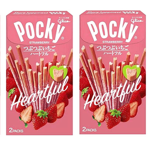 Glico Pocky Strawberry Heartful, Palitos de Galleta con Sabor a Fresa, 40g x 24 Cajas, Snack Dulce Japonés, Venta al por Mayor, Información Nutricional: 196kcal, Paquete Japonés - Product Image 1