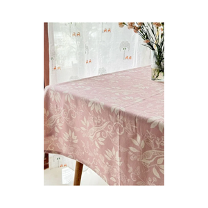 Anti Shrinking Marble Striped 4 Seater 100% Cotton Woven Embroidered Table Cloth Rustic 120 GSM India Private <b>Label</b> Decor OEM - Product Image 2