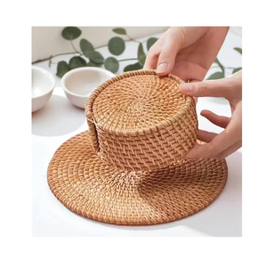 Rattan Coaster <b>Placemat</b> Household Woven <b>Placemats</b> & Kitchen Coaster Rattan Tea Coaster Hot Sale - Product Image 4