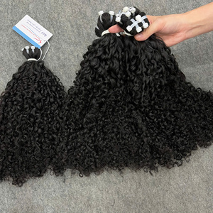 ผมเวียดนามแท้แบบ Pixie Curly ขายดี แบบ Double Drawn สีดำธรรมชาติ เรียงเกล็ดผมอย่างเป็นระเบียบ ต่อผมแท้ ขายส่ง - Product Image 1
