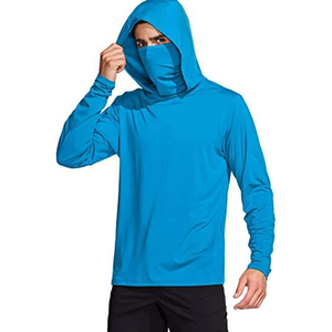 Men <b>Neon</b> Yellow UPF 50 Long Sleeve Hoodie Anti UV Sun Protection Polyester Pullover Fishing Wear - Product Image 4