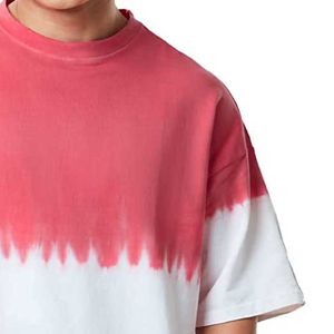 Men's Oversized Tie-Dye Short Sleeve T-Shirt Red <b>White</b> Striped Casual Knitted O-Neck Top - Product Image 5