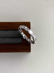 Moissanite <b>Emerald</b> & Round Cut Full Eternity Band <b>Ring</b> For Women's Original 925 <b>Silver</b> Fine Bridal Jewelry Gift For Partners - Product Image 2