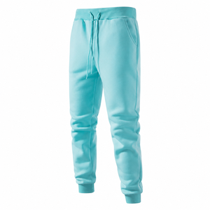 Ensemble de survêtement à capuche de couleur unie, manches longues, pantalon à cordon de serrage, tenue décontractée d'automne, sweat-shirt et jogging en polyester bleu clair - Product Image 5
