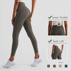 High Quality Women's Yoga <b>Leggings</b> Mid-Waist Solid <b>Pattern</b> Seamless Fitness Sports Wear for Sale - Product Image 2
