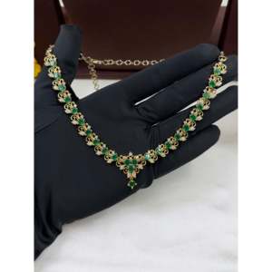 Indian Ethnic Tanisha Victorian <b>Gold</b>-Plated CZ Bridal Necklace & <b>Earring</b> <b>Set</b> - Product Image 3