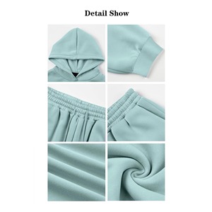 Nuevo conjunto deportivo de color liso para mujer, para uso urbano, de primera calidad, cálido para invierno, conjunto de sudadera y pantalón. - Product Image 6