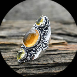 Handmade Amber Gemstone <b>Ring</b> Natural Baltic Amber Jewelry Vintage Style <b>Statement</b> <b>Ring</b> Artisan Silver <b>Ring</b> Gift for Her - Product Image 1