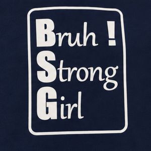 <b>Womens</b> Midnight Navy Blue Oversized Sweatshirt <b>White</b> Strong Girl Graphic Print Crew Neck Long Sleeve Casual Streetwear Pullover - Product Image 5