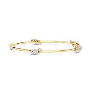 CLASSIC LAB GROWN DIAMOND STIFF KADA BRACELET SET IN 18KT YELLOW <b>GOLD</b> WEDDING ENGAGEMENT PARTY GLAM EVENT DAILY USE FOR WOMEN - Product Image 2