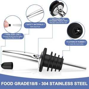 Set da 36 Beccucci Versatori in Acciaio Inossidabile con Tappi Antipolvere in Gomma per Bottiglie di Liquori, Olio, Aceto, Vino e Bar - Product Image 2