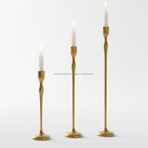 Portavelas de Metal y aluminio dorado personalizado, soporte de Pilar decorativo para mesa, decoración del hogar, exportación directa de fábrica para velas - Product Image 1