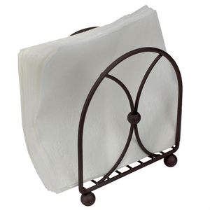 Servilletero de metal decorativo estilo antiguo con cuentas de hierro, anillos decorativos para servilletas, florero de pie para caja de pañuelos estándar - Product Image 3