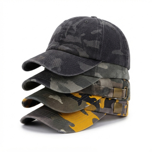Custom Logo Camouflage Printed Baseball Cap Cotton Washed Dad Hat Adjustable Sports Cap Bulk Wholesale Fully Customizable - Product Image 1