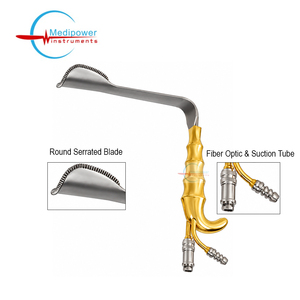 Abdominoplasty Epstein Retractor With Curved Serrated Blades With <b>Fiber</b> <b>Optic</b>, <b>Light</b> Guide And Suction Tube, Abdominal Retractor - Product Image 5