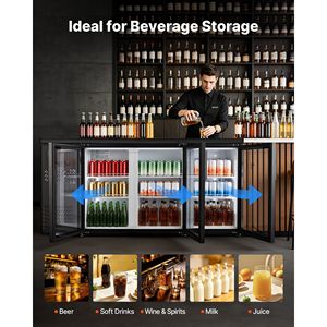 Réfrigérateur de bar commercial 19,6 pi³ Réfrigérateur à boissons de comptoir avec 3 portes vitrées et éclairage LED - Product Image 6