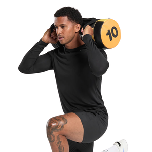 Camiseta Deportiva de Manga Larga para Hombre, Corte Ajustado, Negra, Elástica, para Entrenamiento, Gimnasio, Ropa Deportiva Activa - Product Image 4