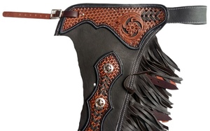 Chaps d'équitation blancs et noirs pour hommes et femmes, équipement en cuir synthétique, chaps authentiques à vendre, logo et design personnalisés - Product Image 4