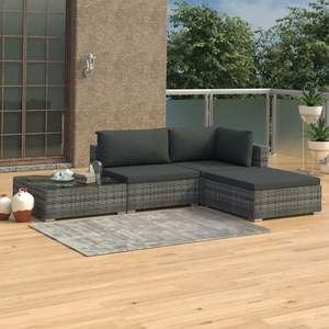Ensemble de salon de jardin modulaire moyen en polyrotin gris - Product Image 1