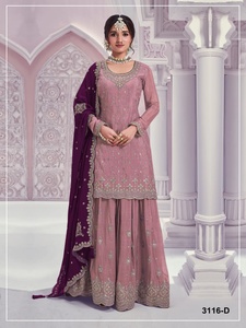 Ropa Étnica India y Pakistaní de Primera Calidad, Trajes Salwar con Chignon, Dupatta con Bordado, en Venta - Product Image 2