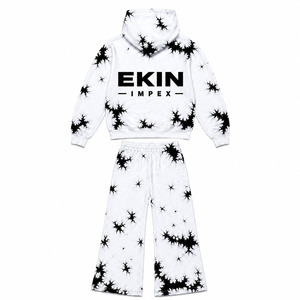 Conjunto de Sudadera con Capucha y Pantalones Anchos con Estampado de Araña Tie Dye y Logotipo Personalizado, Sublimación Completa, Estilo Y2K, 2 Piezas, OEM 100% - Product Image 2
