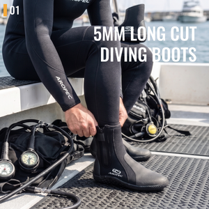 Botas de Buceo de Neopreno de 5 mm con Cremallera YKK, Suela de Goma Resistente, Refuerzo en la Punta y el Talón para Snorkel y Deportes Acuáticos - Product Image 2