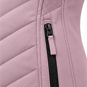 Chaleco Acolchado Rosa para Mujer, Cuello Alto, Sin Mangas, Cortavientos, Deportivo - Product Image 4
