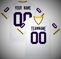 Jersey Sepak Bola Amerika Sublimasi Kustom, Pakaian Tim Berbahan Mesh, Lengan Pendek, Kerah V, Seragam Olahraga Desain OEM