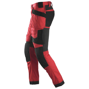 Pantalon de travail homme rouge et noir avec plusieurs poches, résistant à l'abrasion, logo personnalisé, détection par aiguille pour les travailleurs sur chantier - Product Image 4