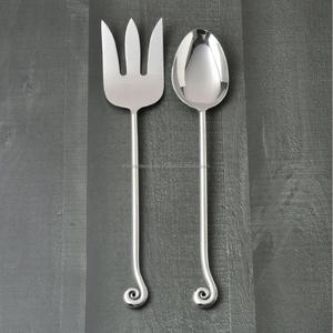 Latest Design Silver & Gold Finish Stainless Steel Salad <b>Spoon</b> And Fork Salad Server Set With Fancy Handles <b>Table</b> Decor - Product Image 5