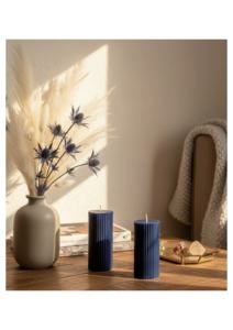 Bougie Pilier Côtelée Faite à la Main en Cire de Soja Naturelle Écologique, Décoration de Noël pour la Maison avec Parfum Personnalisé pour Mariages et Fêtes - Product Image 2