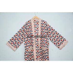 Kimono Tradicional con Estampado Floral 100% Algodón Puro para Mujer, Ropa de Dormir de Verano, Bata Casual para la Playa o la Noche, Cintura Elástica - Product Image 2