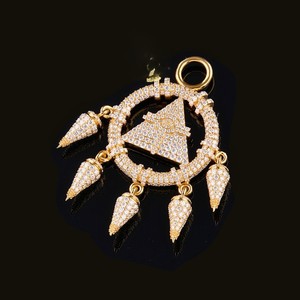 <b>Iced</b> <b>Out</b> S925 Pyramid Eye Pendant Necklace with Moissanite Claw Setting Gold Plated Hip Hop Unisex Jewelry - Product Image 4