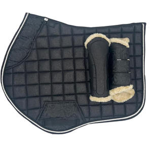 Ensemble de tapis de selle de dressage de haute qualité style western avec doublure en coton, protège-oreilles, protège-encoches et filet anti-mouches en matière scintillante - Product Image 3
