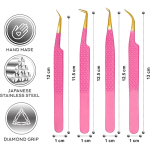 Pink/Gold Color Fish Design Eyelash Tweezers Sets Lash Extensions False Volume Angled Tweezer Precision Beauty <b>Tool</b> for Salon - Product Image 5