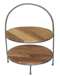 แท่นวางเค้กไม้สุดหรูสำหรับงานเลี้ยงแต่งงานน้ำชา2ชั้นเสิร์ฟคัพเค้กถาดวางเค้กทำจากไม้ - Product Image 1