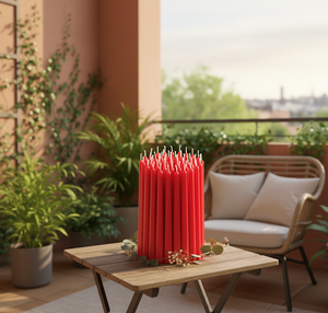 Bougies coniques classiques rouge royal - Fabriquées à la main, sans fumée, non parfumées, en gros, pour mariages et Noël, fourniture et distribution - Product Image 2