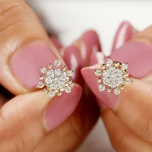 Moissanite Stud <b>Earrings</b> <b>Silver</b> Flower Design Luxury Sparkling Jewelry Gift for Women <b>Wedding</b> Engagement Fine Jewelry - Product Image 5