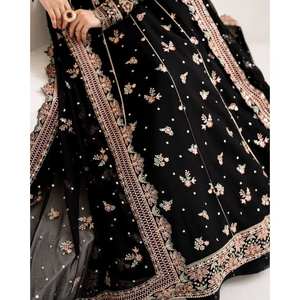 Lehenga Choli de Seda para Fiesta con Vestido y Dupatta con Trabajo de Lentejuelas, Talla XL - Product Image 1