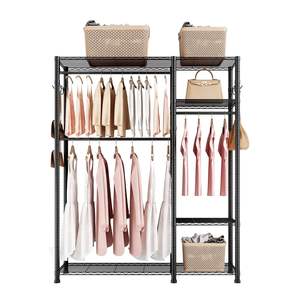 Heavy Duty 6-Tier Adjustable Steel Frame Clothing <b>Garment</b> <b>Rack</b> 800 Lbs Load Capacity 3 Hanging Rods for Bedroom Closet Wardrobe - Product Image 1